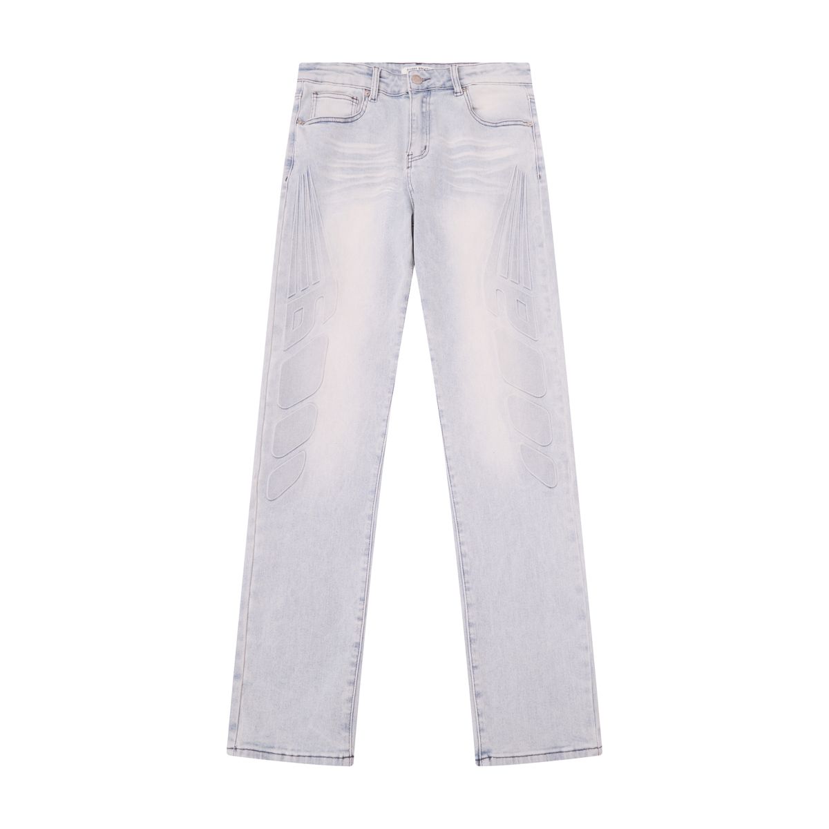 Almost Someday Moto Embossed Jeans - Light Wash