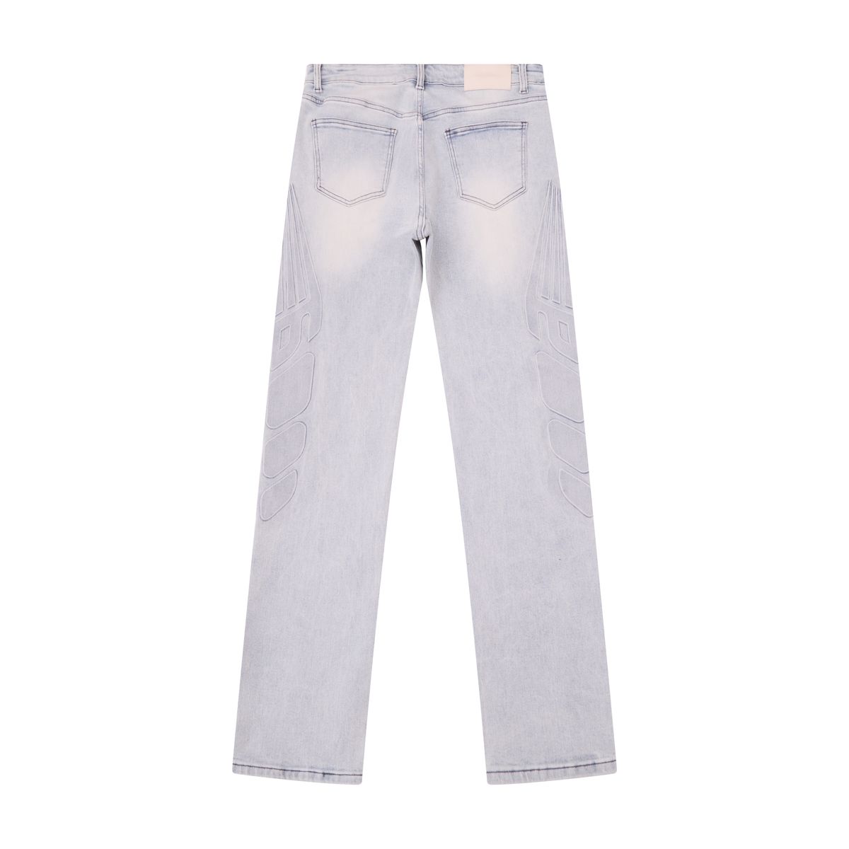 Almost Someday Moto Embossed Jeans - Light Wash