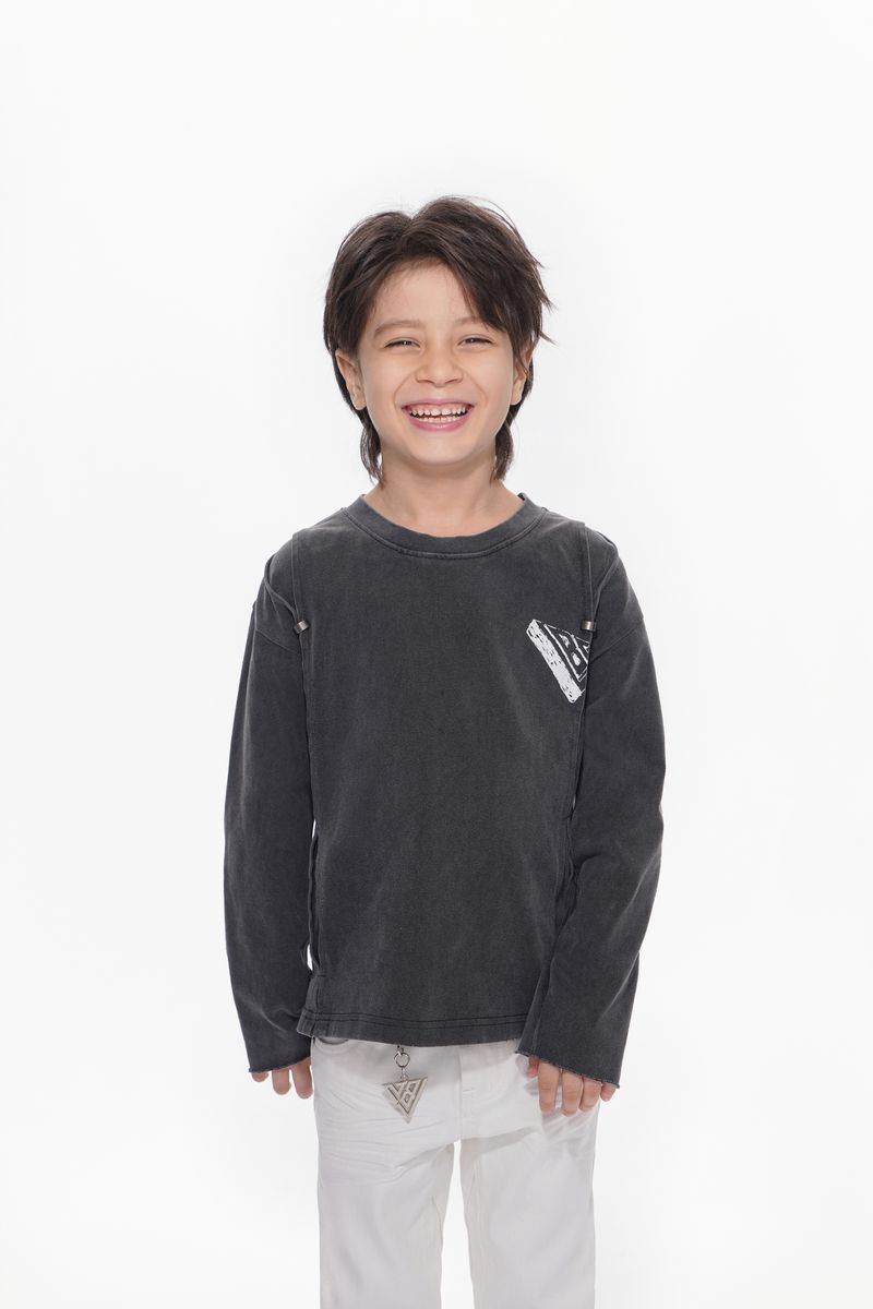 Valabasas Kids Piece Sunfaded Black Tee - Charcoal