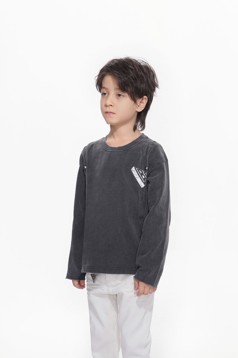 Valabasas Kids Piece Sunfaded Black Tee - Charcoal