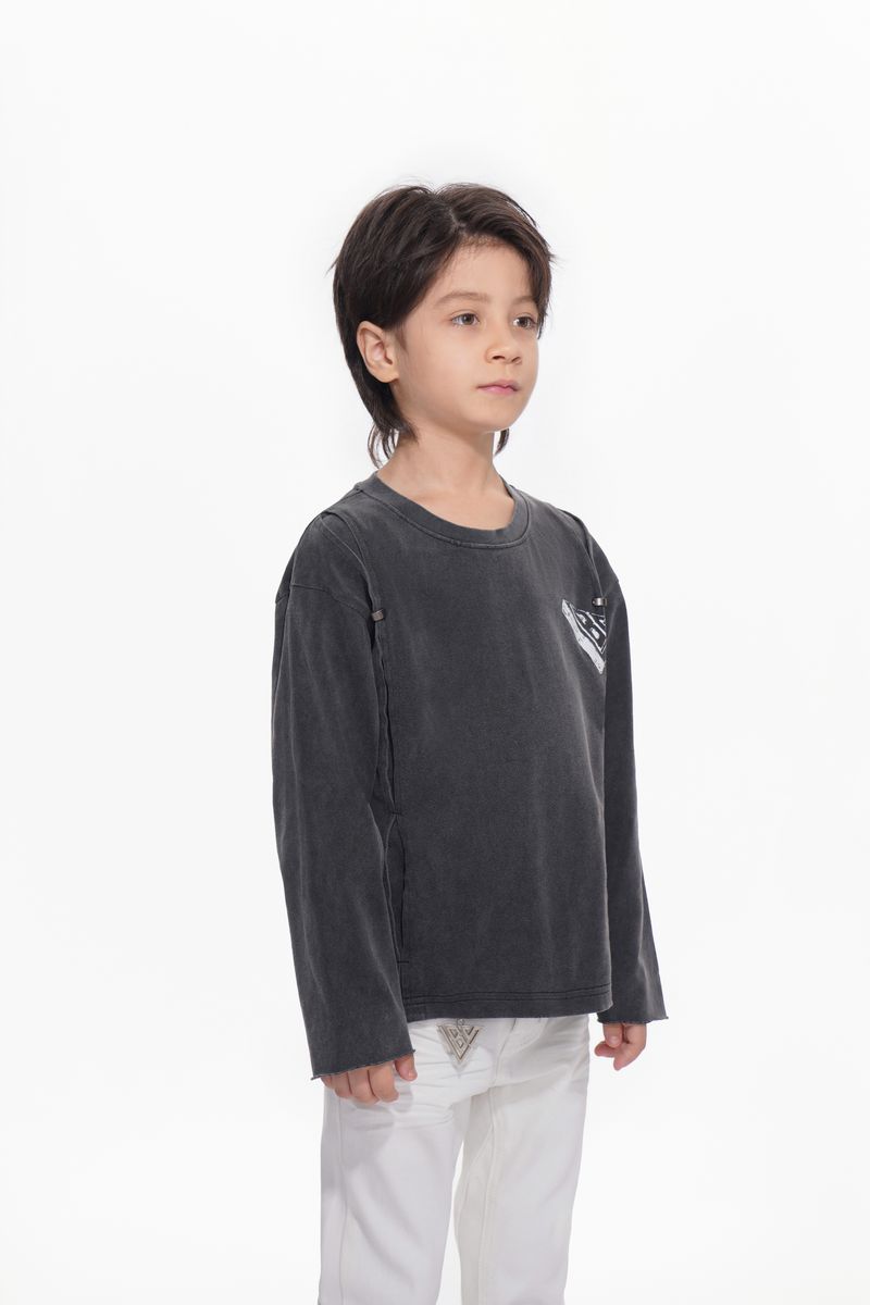 Valabasas Kids Piece Sunfaded Black Tee - Charcoal