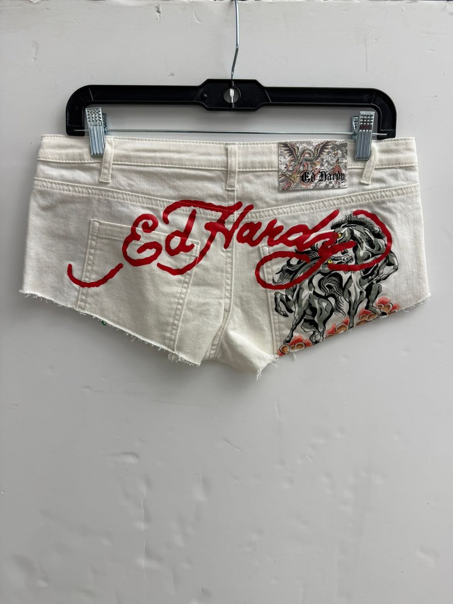 Ed Hardy Horses Shorts - Raw Hem
