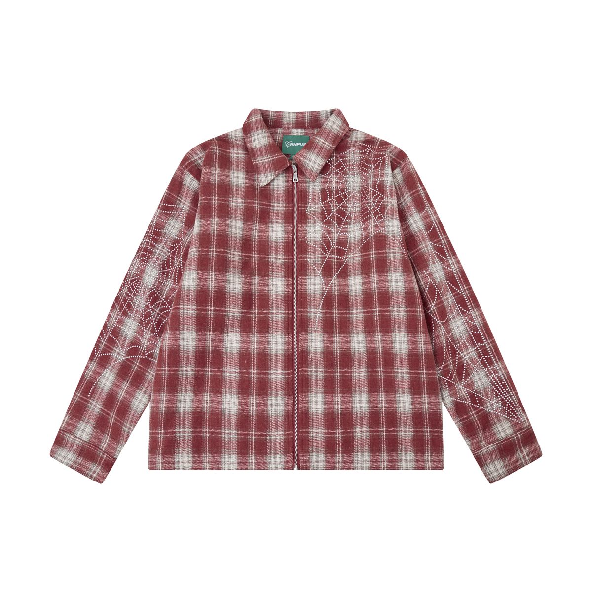 Campus Broken Web Flannel Men's Shirt - Red Plaid