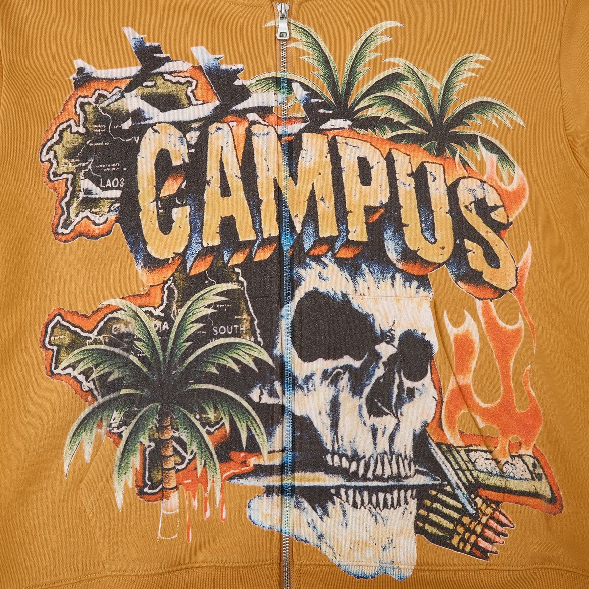 Campus Peacekeeper Zip Up Hoodie - Mustard