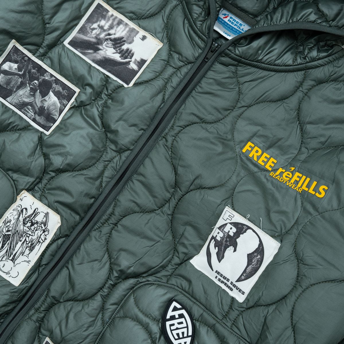Free Refills Nylon Quilted Zip Jacket - Green