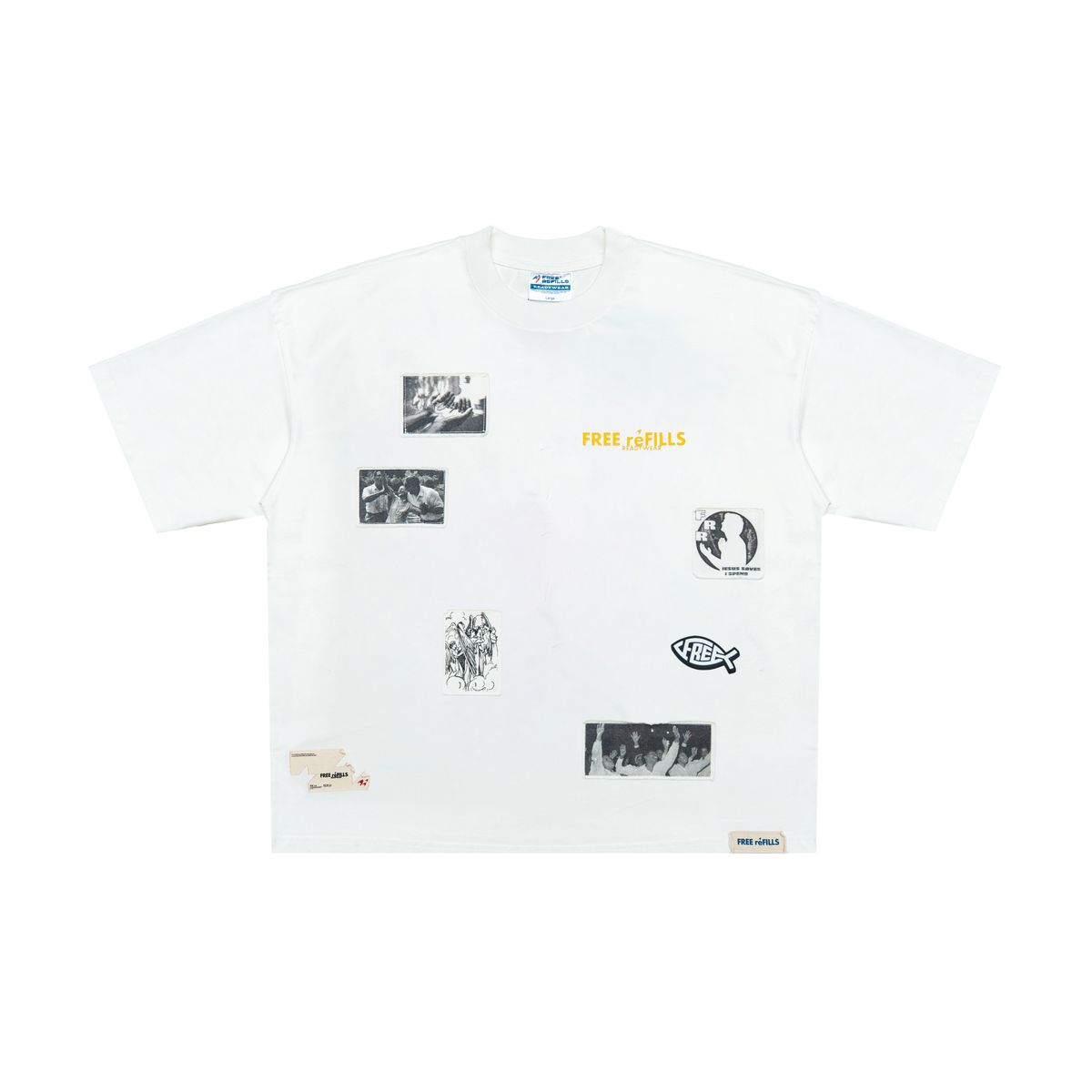 Free Refills Patchwork Tee Men's T-Shirt - White