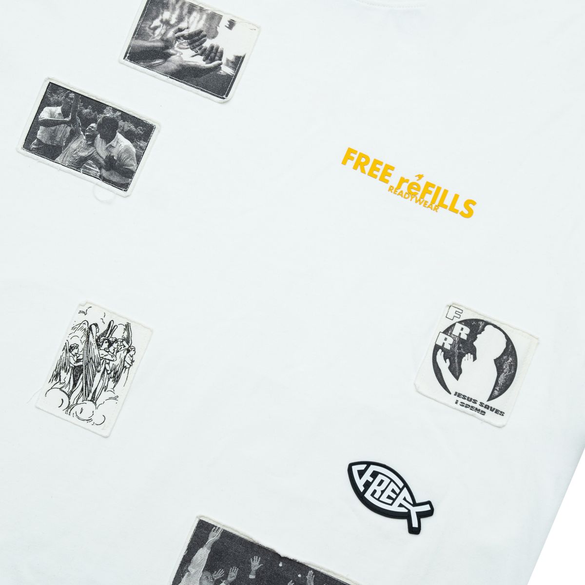 Free Refills Patchwork Tee Men's T-Shirt - White