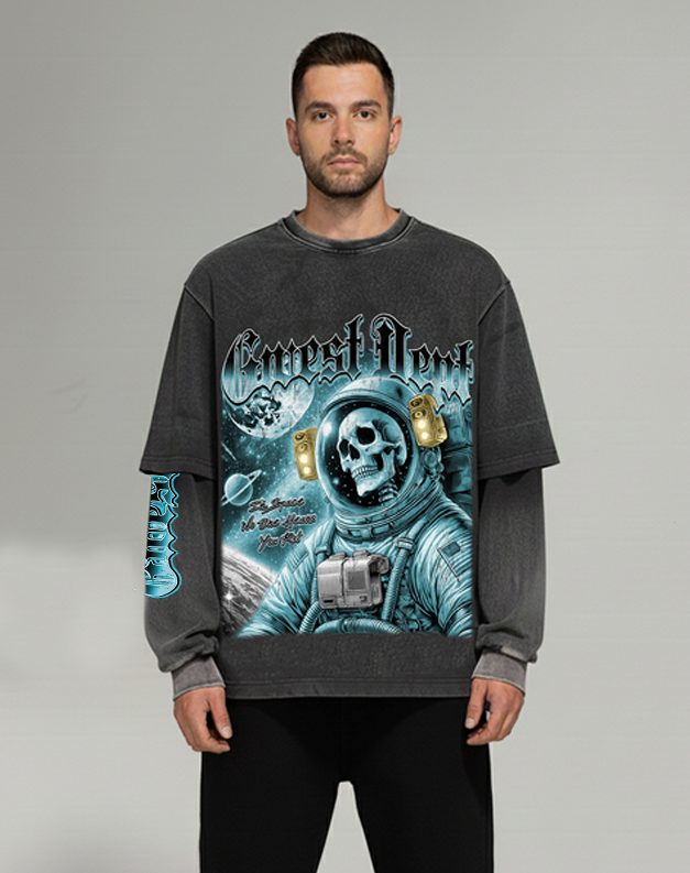 G-West Rhinestone Two Tone Sleeve Tee for Women