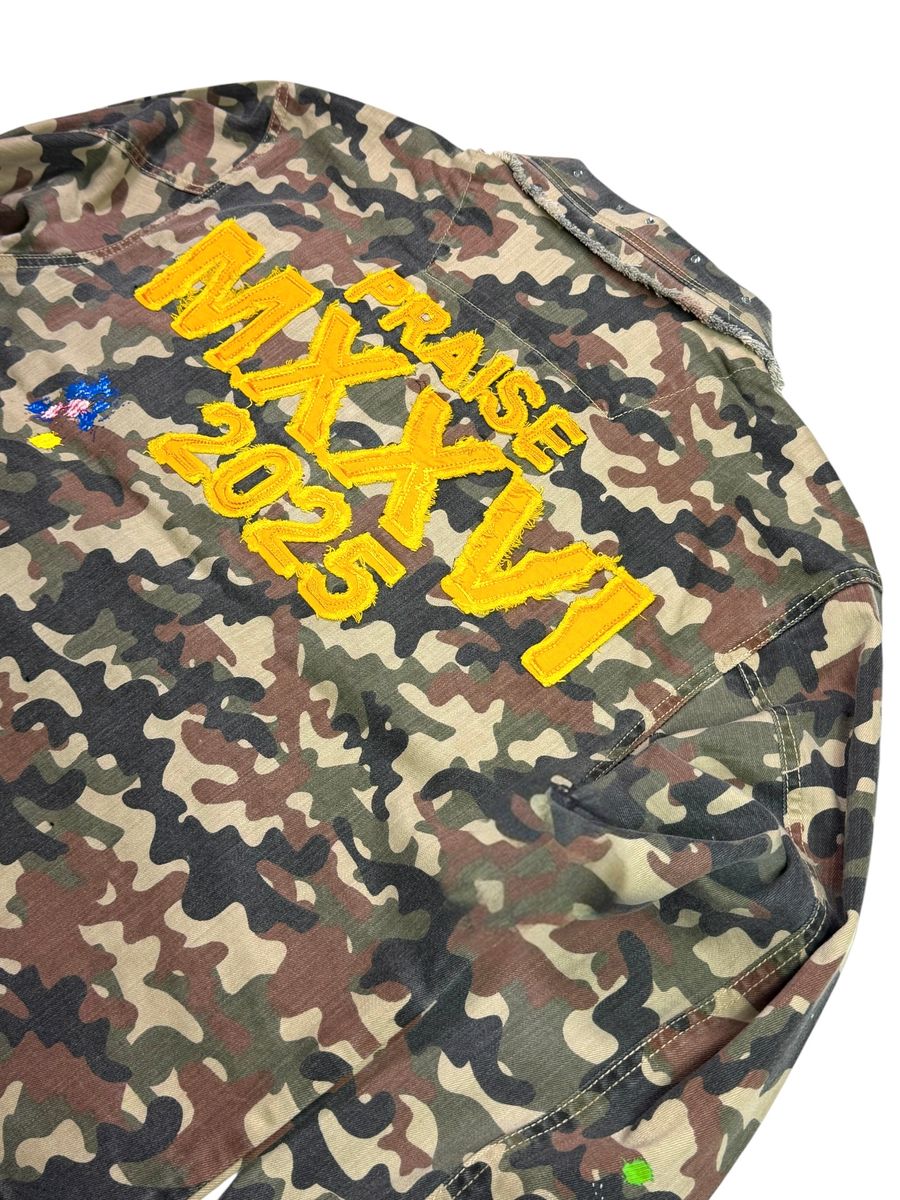 Elite Praise Embellished Premium Denim Jacket Camo - Camouflage Feature