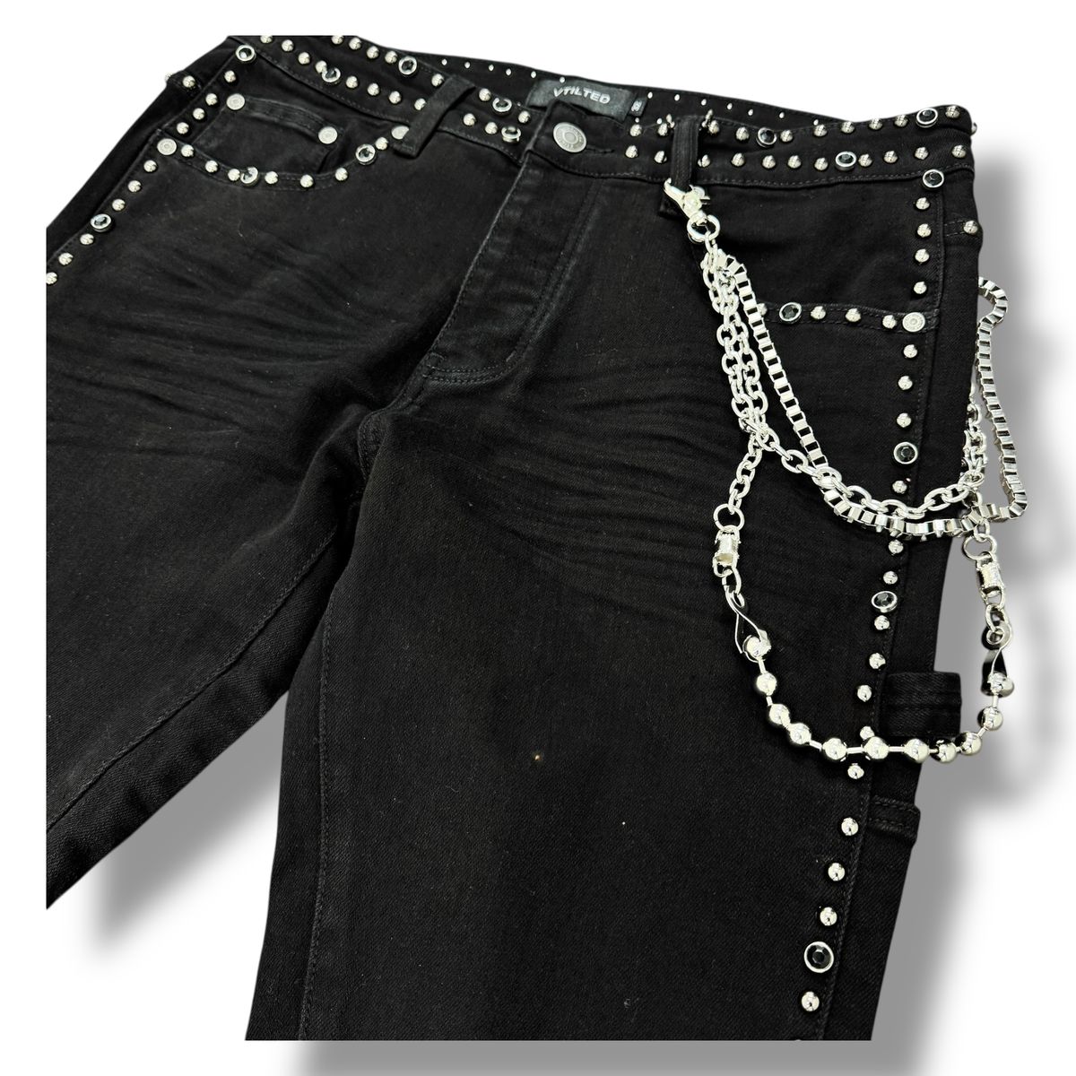 Vtilited Jeans Men's Black Denim Pants