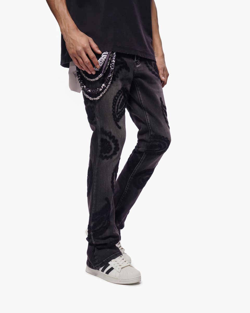 Trnchs Paisley Denim Pants - Flare Fit