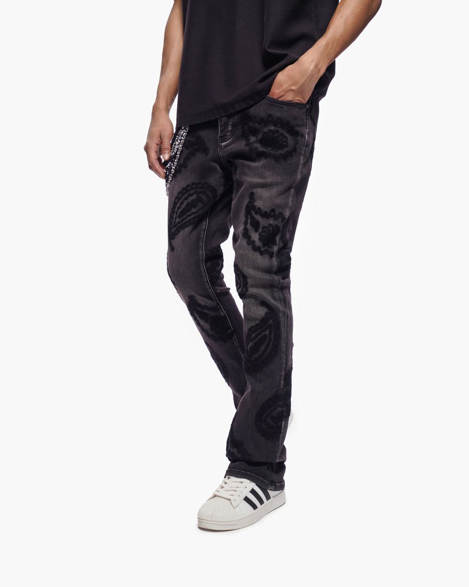 Trnchs Paisley Denim Pants - Flare Fit