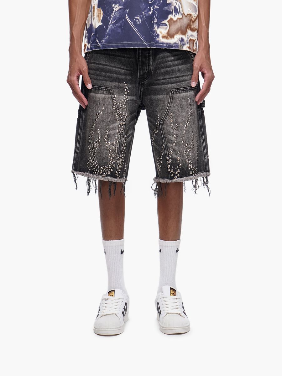 Trnchs Patch Denim Shorts - Distressed