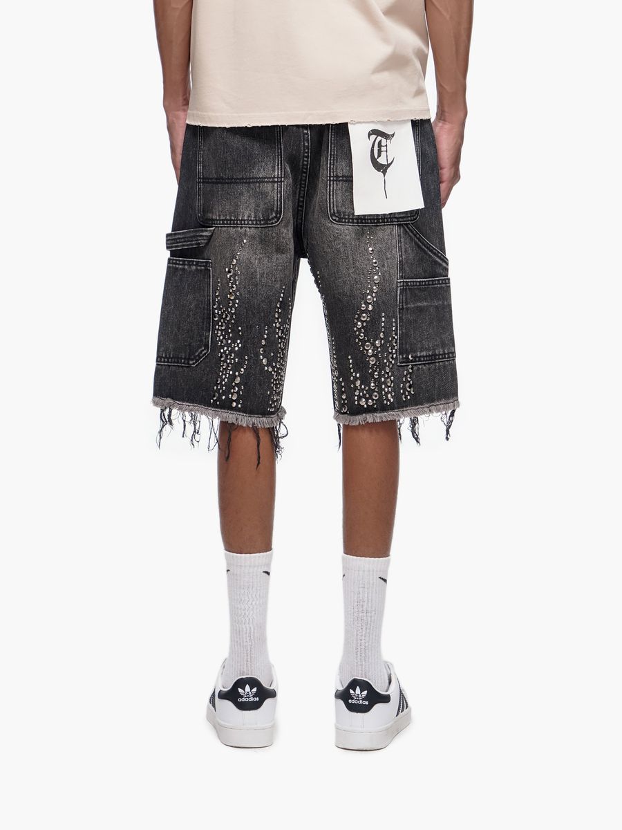Trnchs Patch Denim Shorts - Distressed
