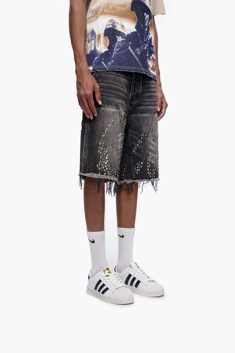 Trnchs Patch Denim Shorts - Distressed
