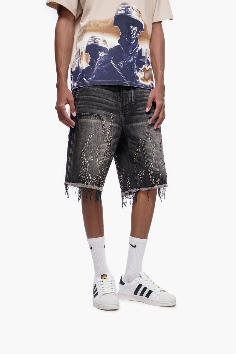 Trnchs Patch Denim Shorts - Distressed