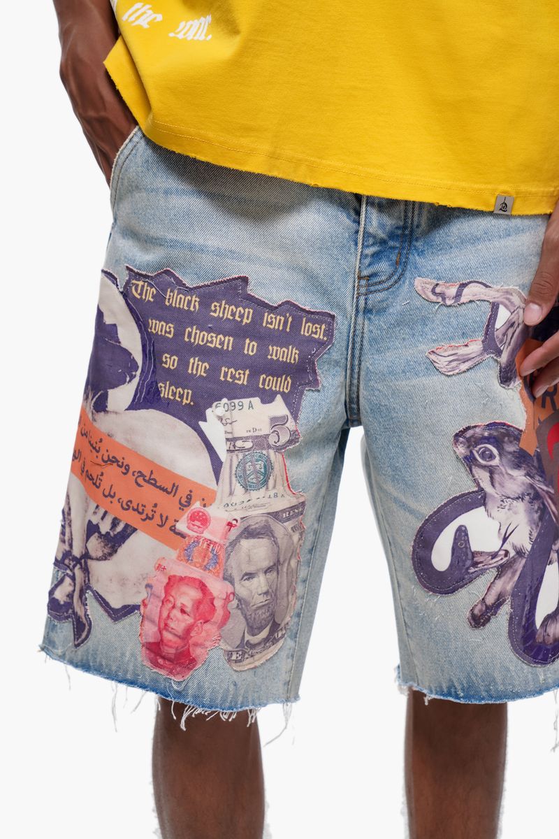 Trnchs Collage Shorts - Raw Hem