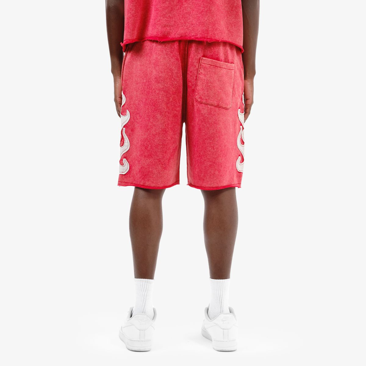 Copper Rivet Flame Shorts - Raw Hem