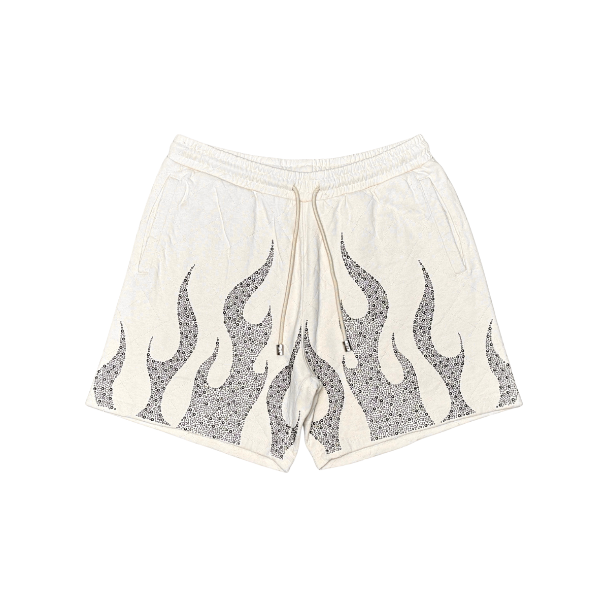 Rare Peace Rhinestone Flame Shorts - Acid Wash