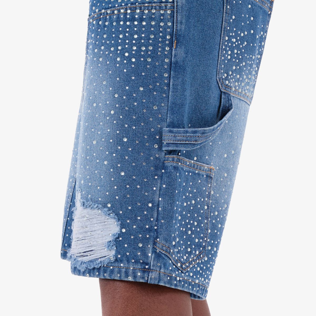 Copper Rivet Studded Shorts - Distressed
