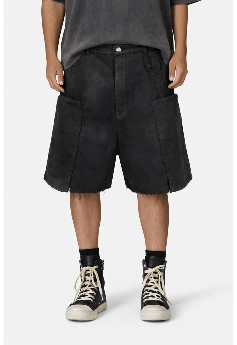 Undeveloped Raw Hem Shorts - Waxed Denim