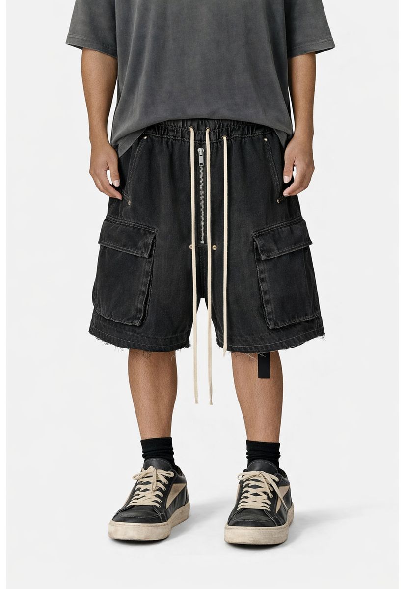 Undeveloped Drawstring Shorts - Distressed Hem