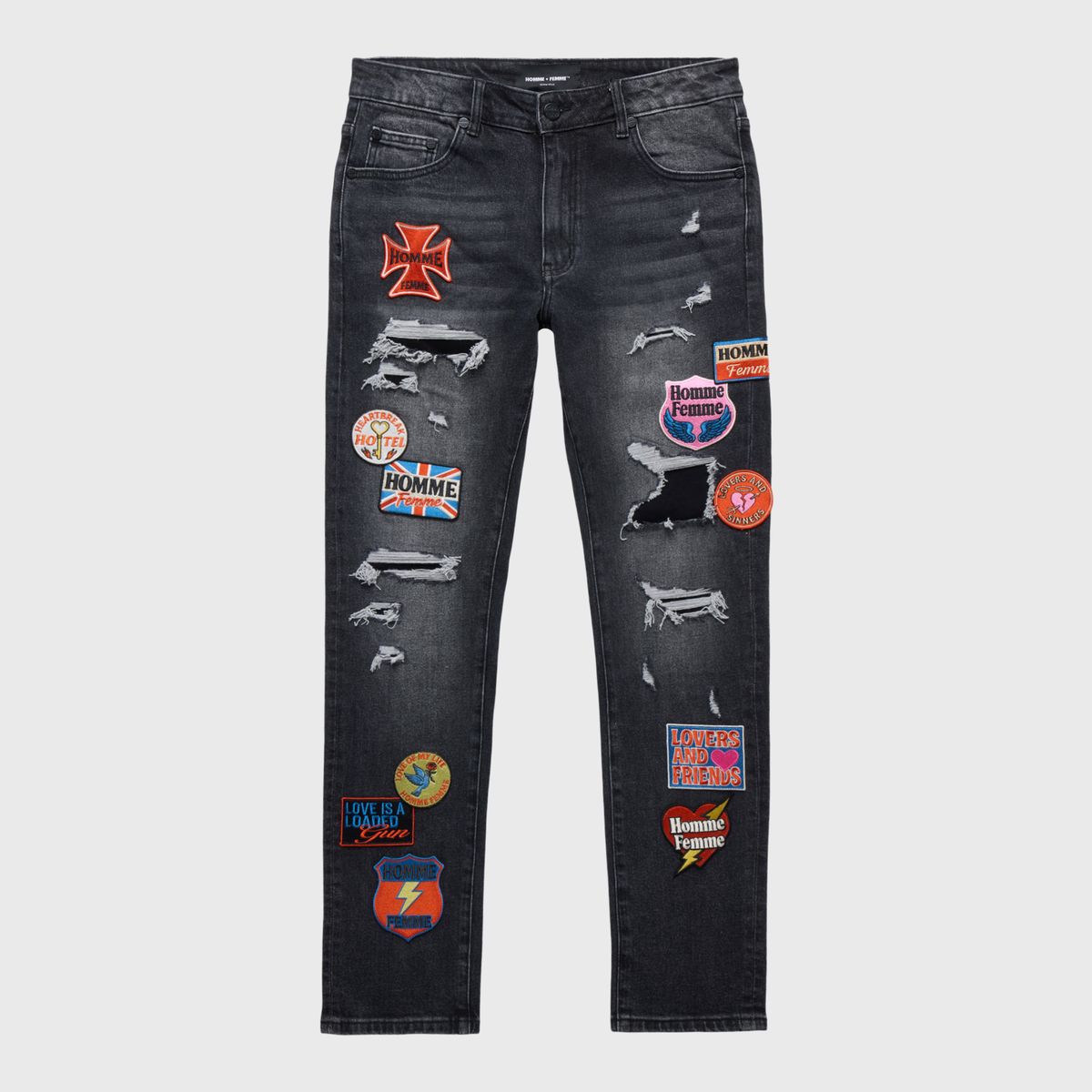Homme+Femme Heartbreak Jeans - Patchwork