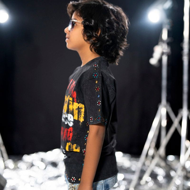 Elite Premium Built From Nothing Kids T-Shirt - Rhinestone