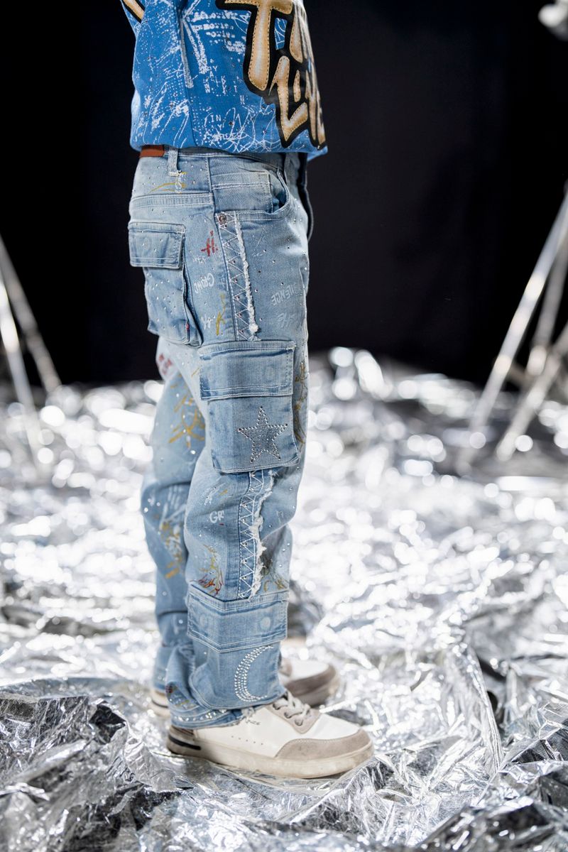 Elite Premium Graffiti Jeans - Light Blue