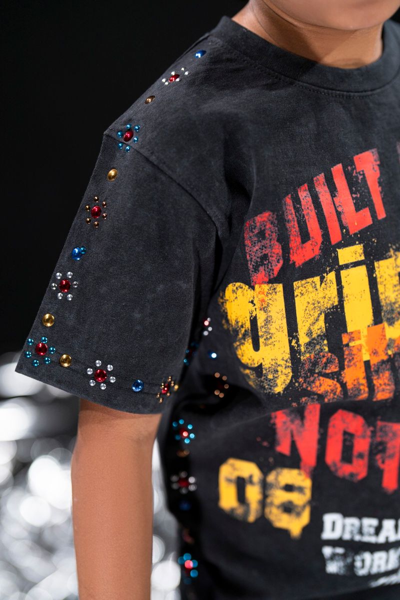 Elite Premium Built From Nothing Kids T-Shirt - Rhinestone