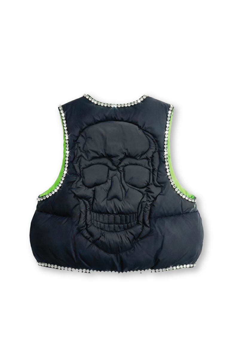 Alpha Style Skull Vest - Rhinestone Trim