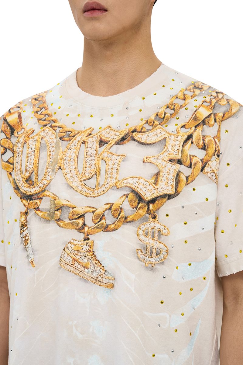 Alpha Style Chain Skeleton T-Shirt - Slashed Back