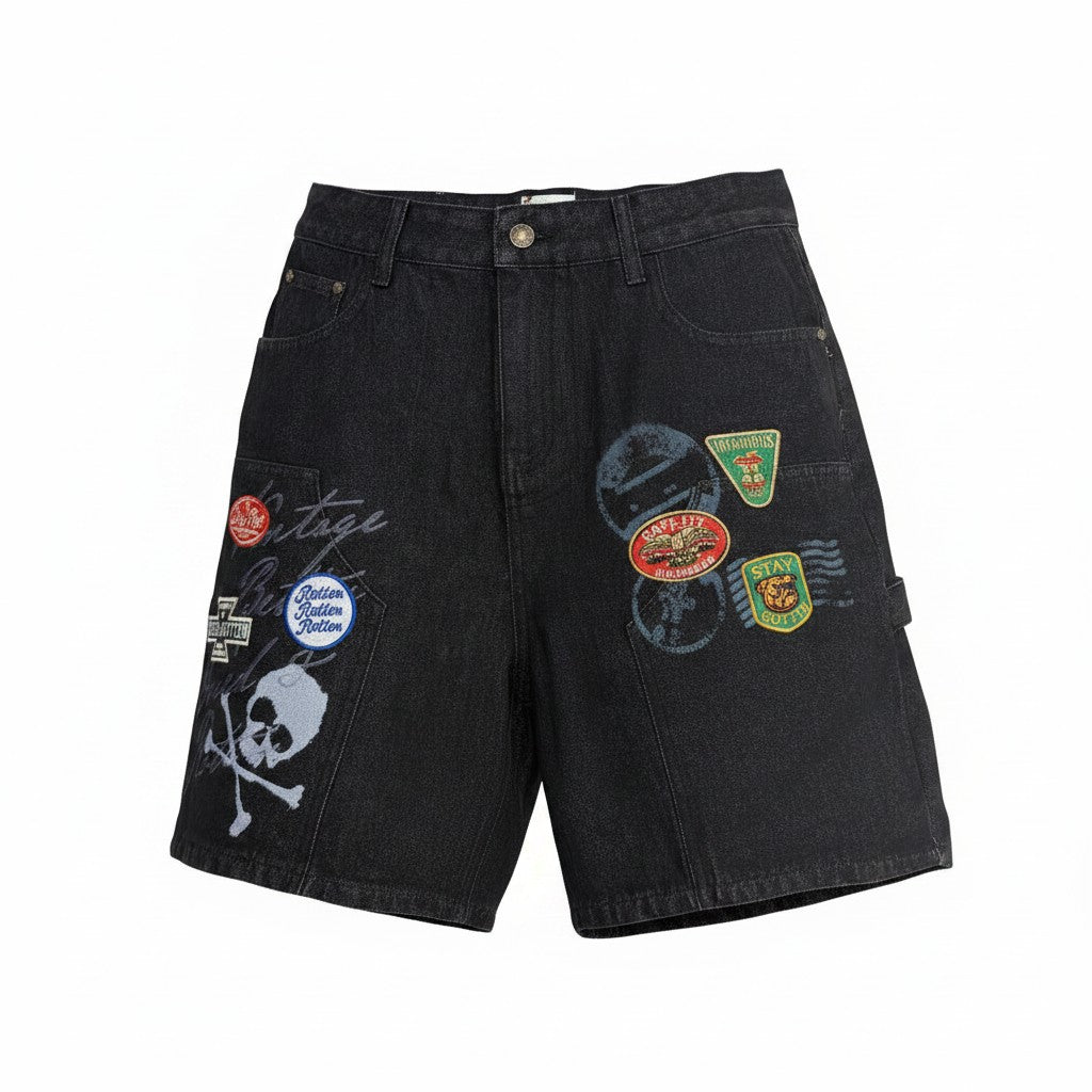Dry Rot Patch Denim Shorts - Graphic