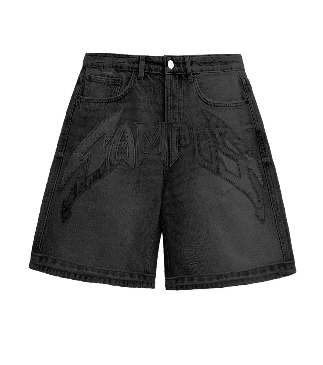 Campus Appliqué Denim Jorts – Black