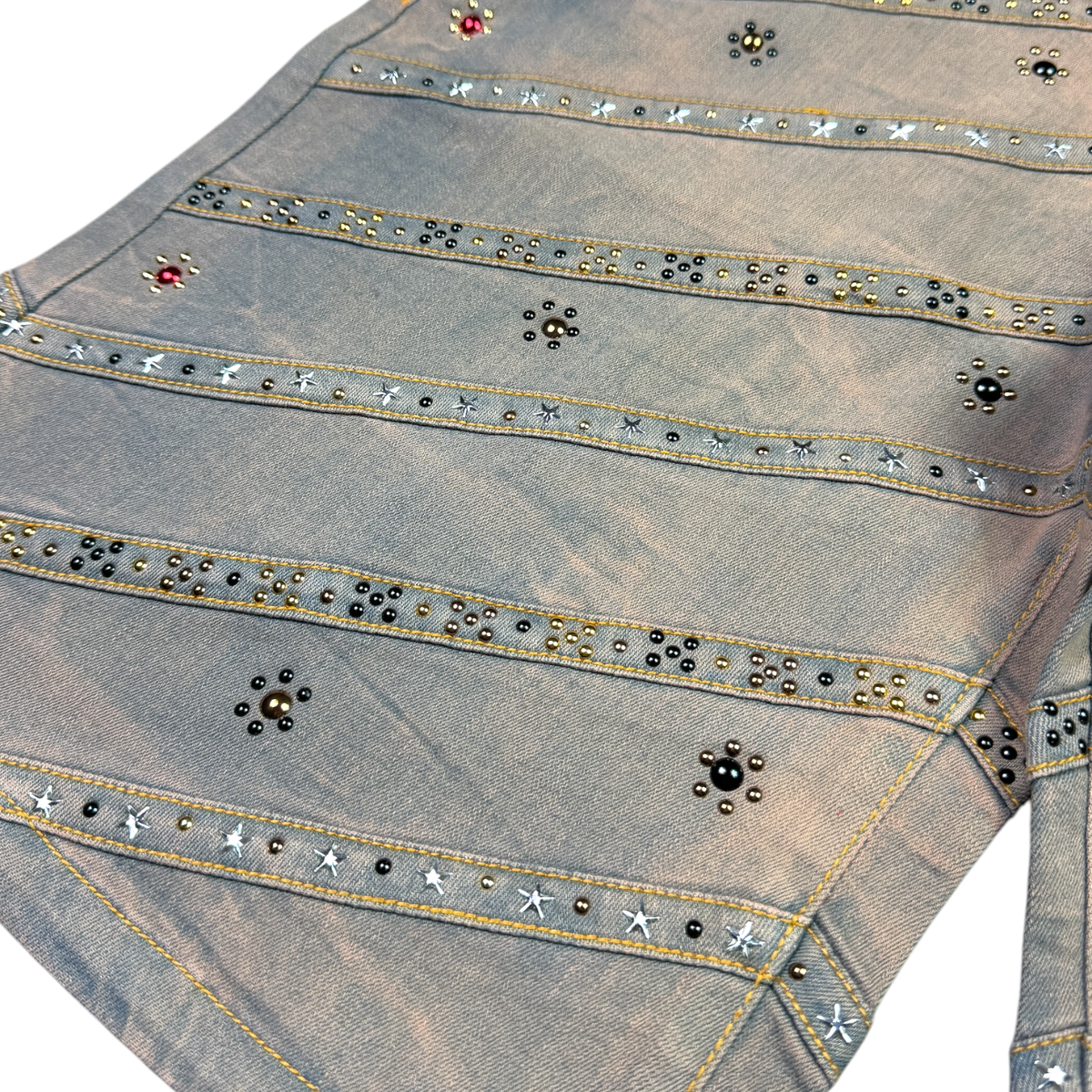 Elite Premium - Pyramids Embellished Men's Denim Shorts – Vintage Wash