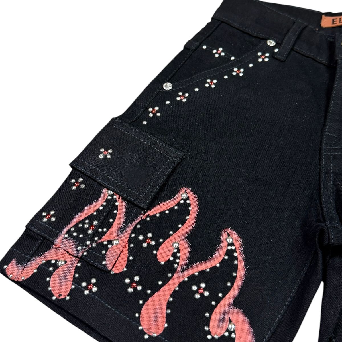 Elite Premium - Winners Embellished Denim Shorts – Jet Black