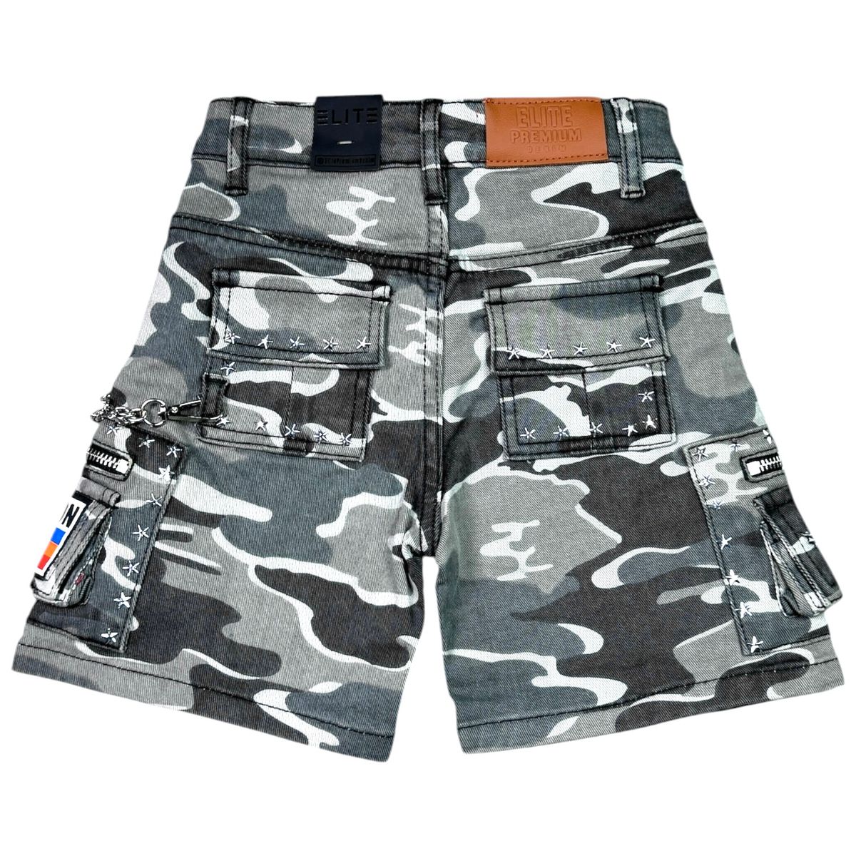 Elite Premium - Patch-Work Embellished Denim Shorts – Night Camo