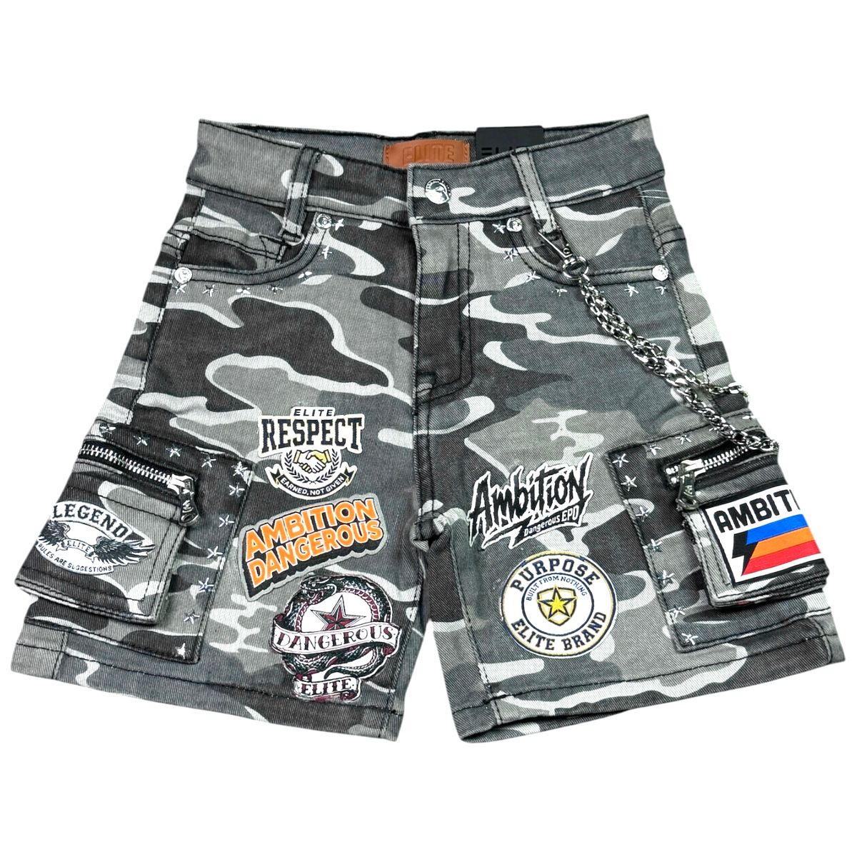 Elite Premium - Patch-Work Embellished Denim Shorts – Night Camo
