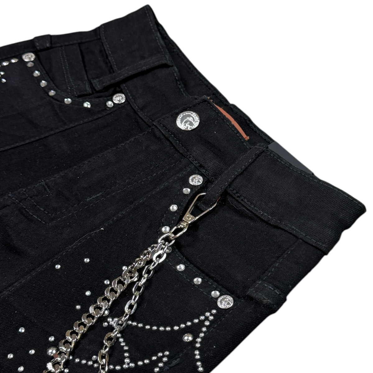 Elite Premium - Moon Phase Embellished Denim Shorts – Jet Black