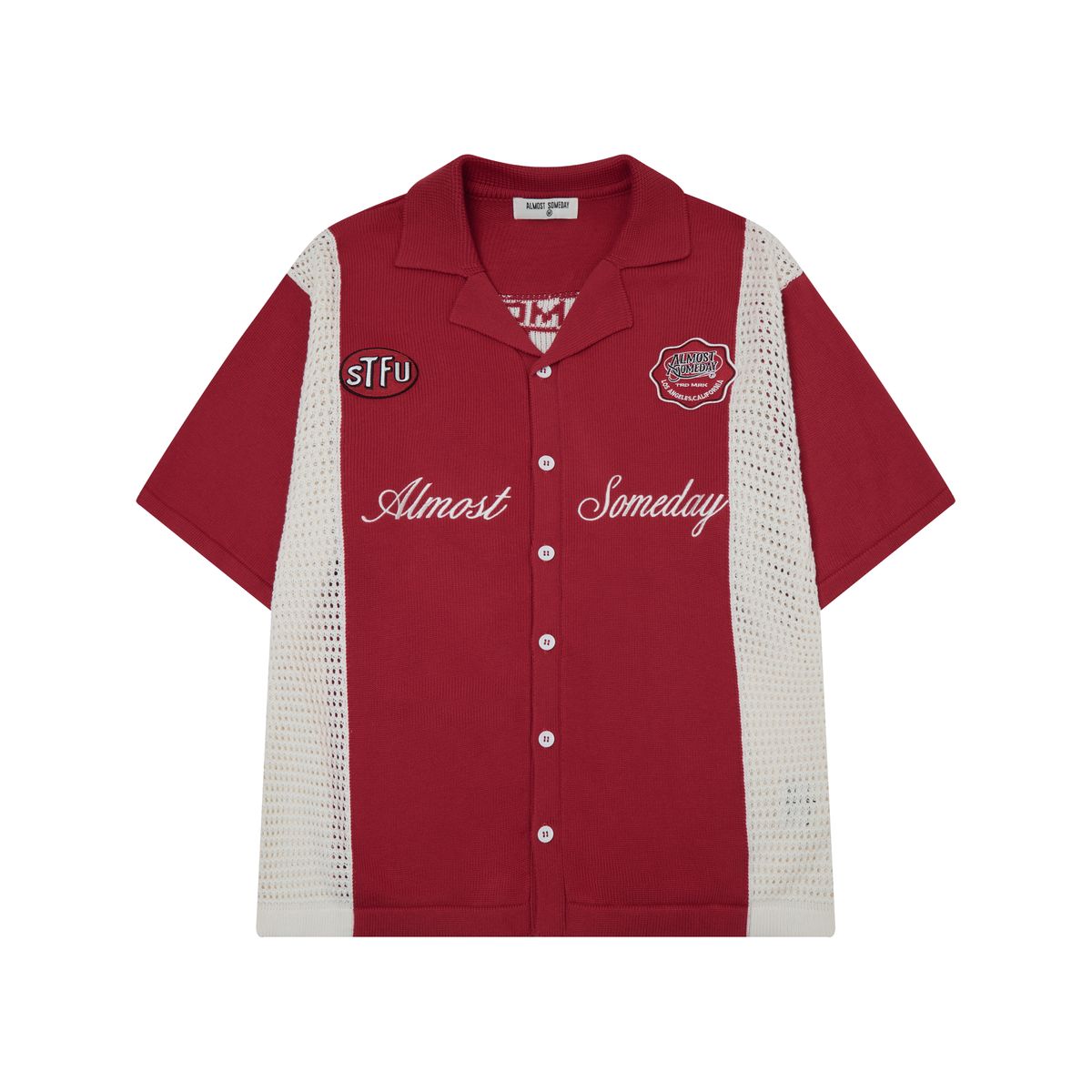 Almost Someday Patch Knit Shirt - Mesh Panel