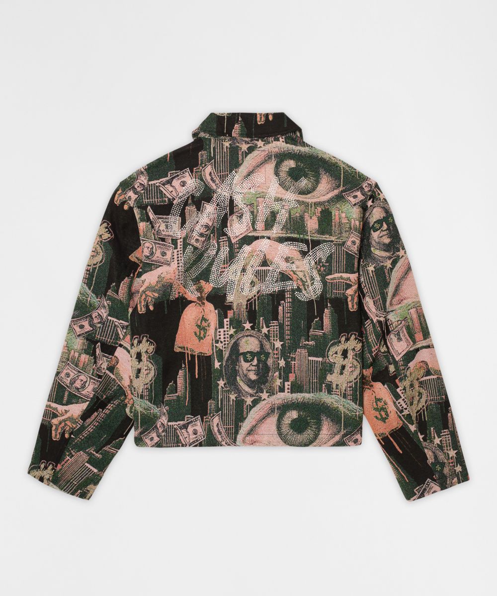 Reason Brand Cash Rules Tapestry Jacket – Green Multi