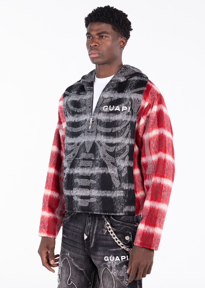 Blood Red Skeleton Half Zip