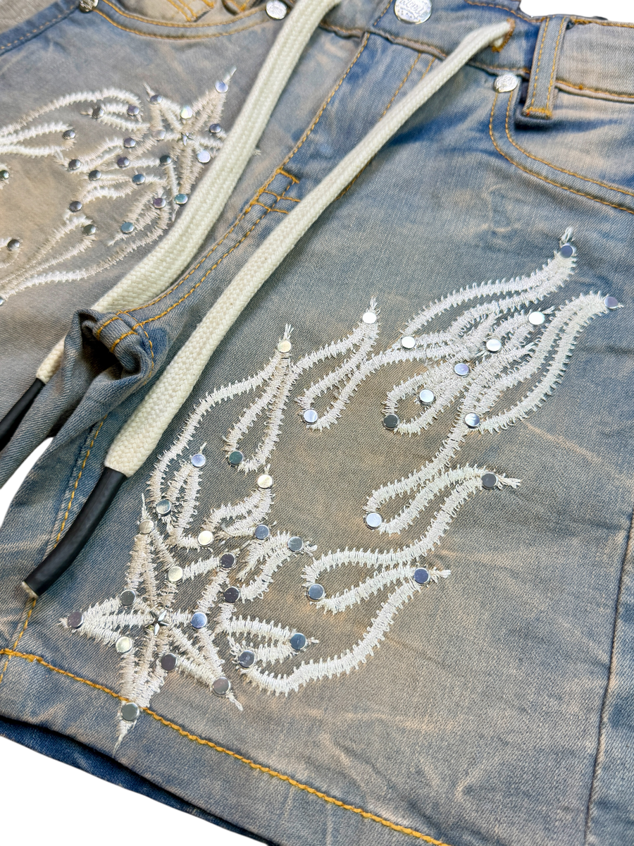 Noble Shooting Stars Kids Shorts - Embroidered