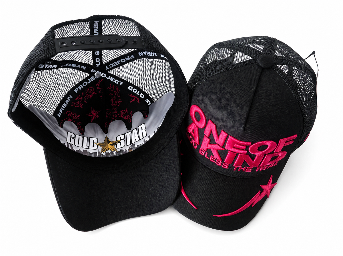 Gold Star Style One of a Kind Trucker Hat – Black/Pink