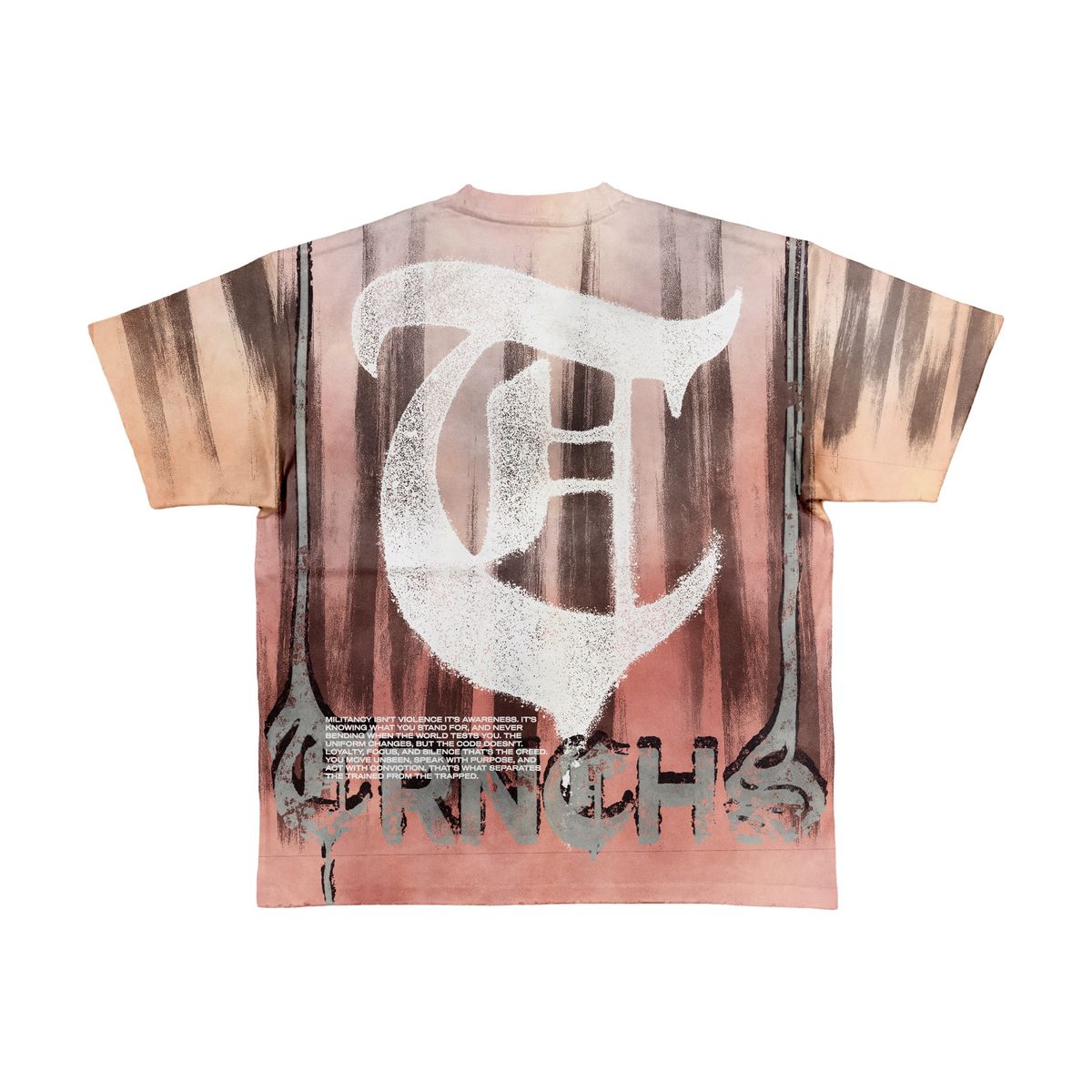 Trnchs Stripe T-Shirt - Oversized Graphic Peach / Grey