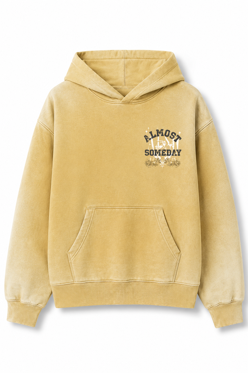 Almost Someday League Graphic Hoodie – Mustard Yellow
