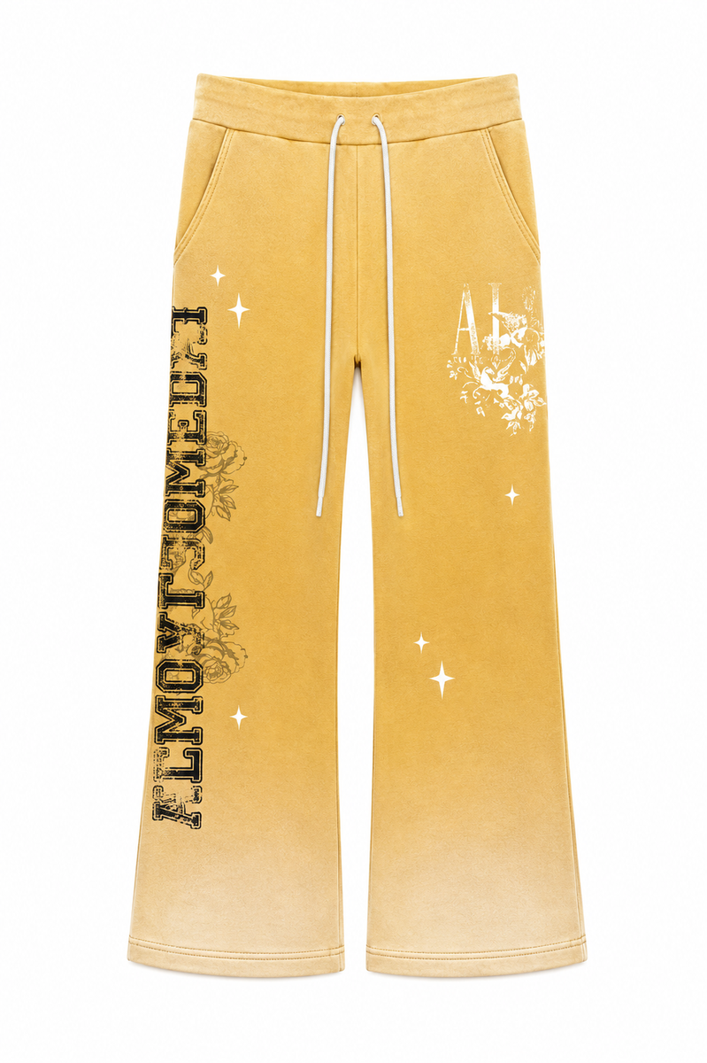 Almost Someday League Flare Sweatpants – Mustard Yellow