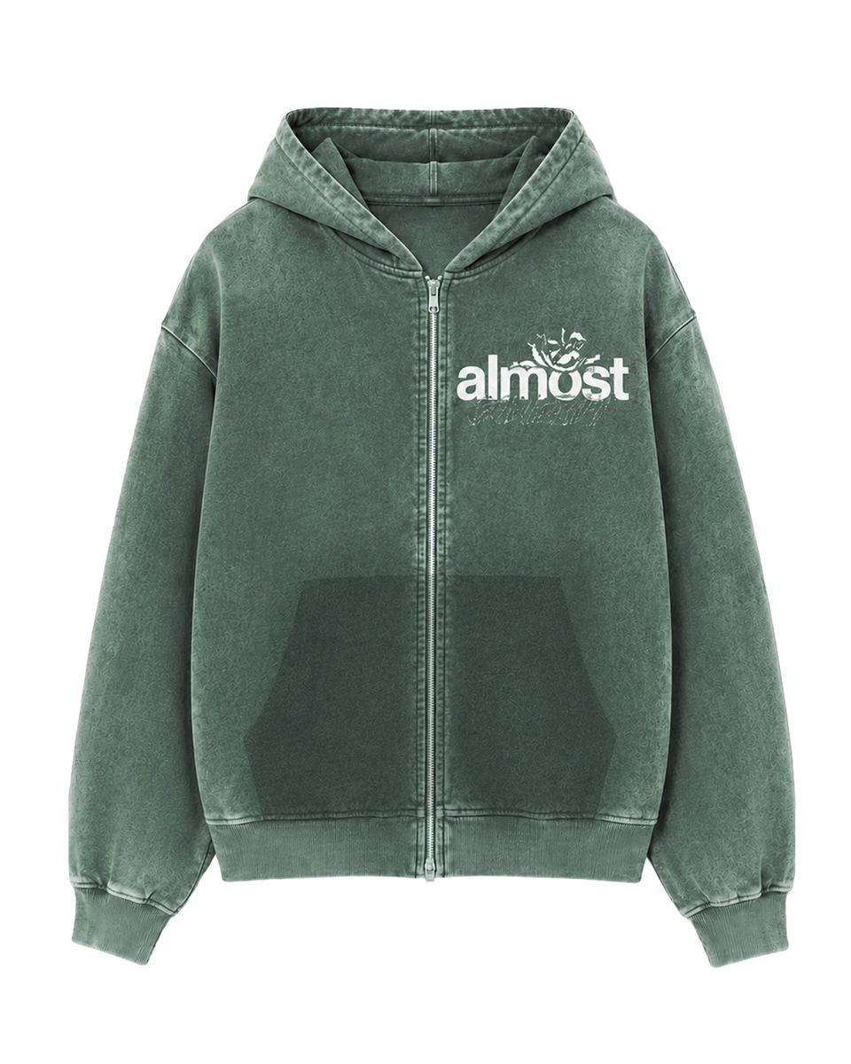 Almost Someday Enemies Zip-Up Hoodie – Green