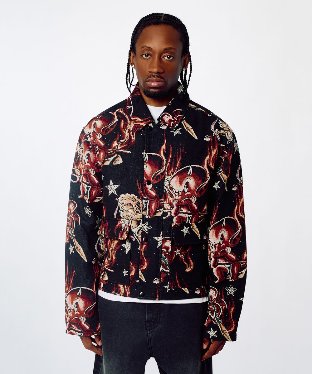 Reason Brand Love & Hate Tapestry Jacket – Black Multi