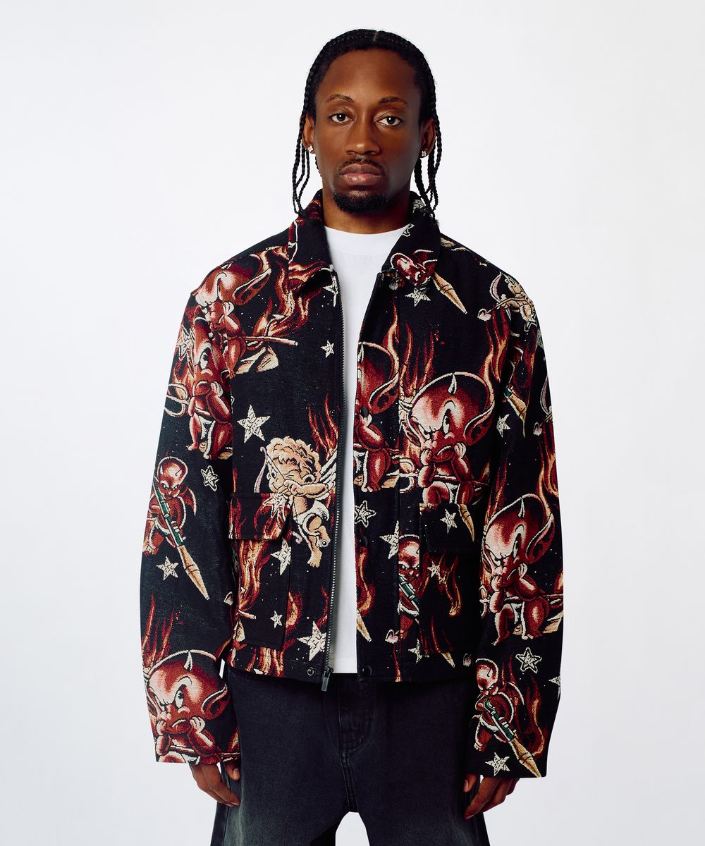 Reason Brand Love & Hate Tapestry Jacket – Black Multi